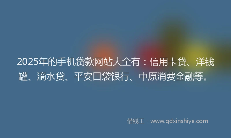 2025年的手机贷款网站大全有：信用卡贷、洋钱罐、滴水贷、平安口袋银行、中原消费金融等。