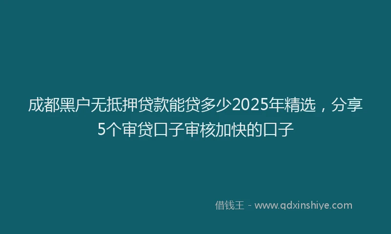 成都黑户无抵押贷款能贷多少2025年精选，分享5个审贷口子审核加快的口子