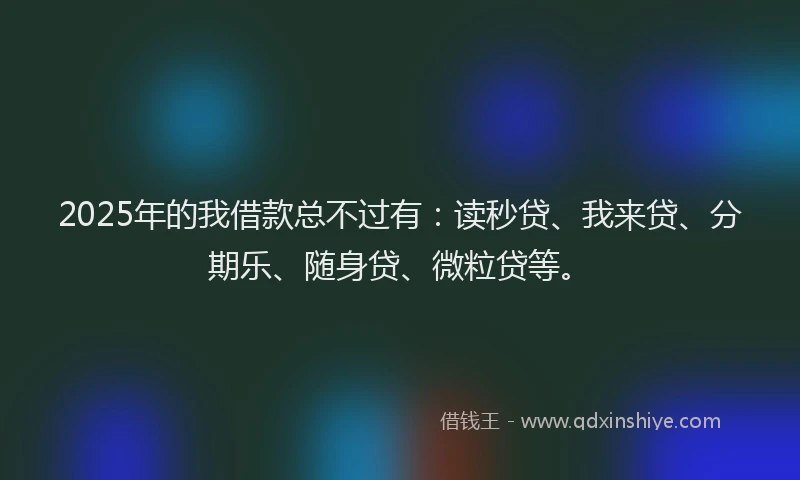 2025年的我借款总不过有：读秒贷、我来贷、分期乐、随身贷、微粒贷等。