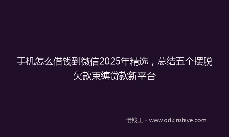 手机怎么借钱到微信2025年精选，总结五个摆脱欠款束缚贷款新平台