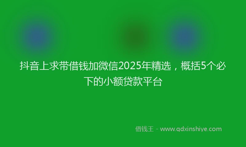 抖音上求带借钱加微信2025年精选，概括5个必下的小额贷款平台