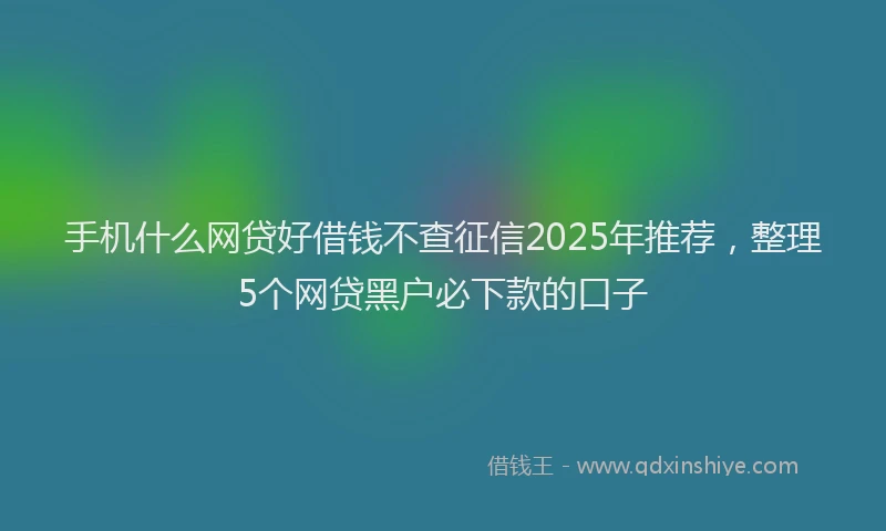 手机什么网贷好借钱不查征信2025年推荐，整理5个网贷黑户必下款的口子