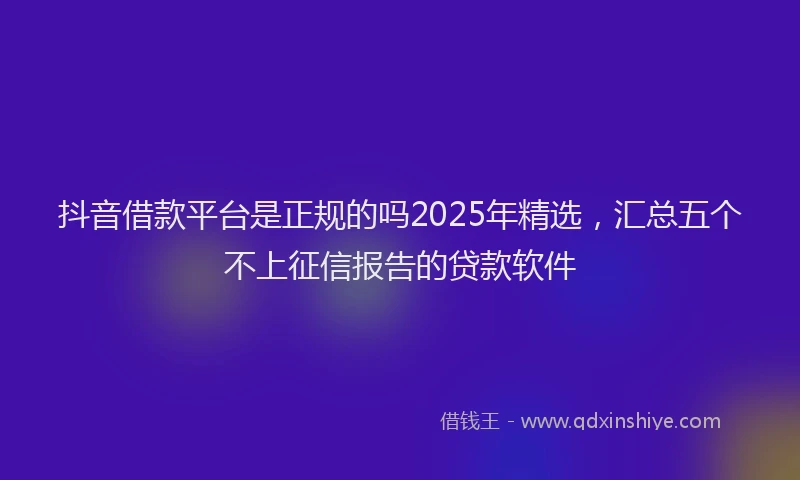 抖音借款平台是正规的吗2025年精选，汇总五个不上征信报告的贷款软件