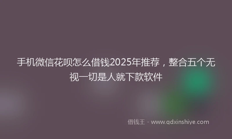 手机微信花呗怎么借钱2025年推荐，整合五个无视一切是人就下款软件