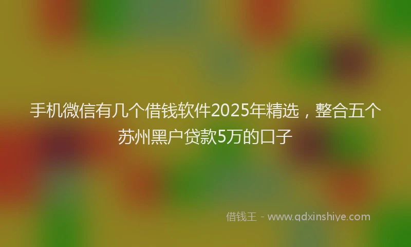 手机微信有几个借钱软件2025年精选，整合五个苏州黑户贷款5万的口子