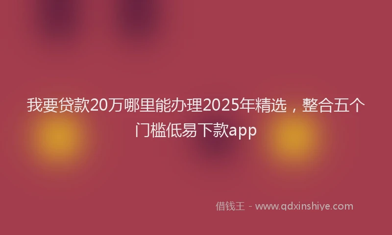 我要贷款20万哪里能办理2025年精选，整合五个门槛低易下款app