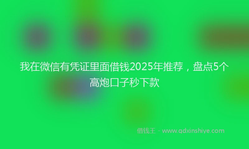 我在微信有凭证里面借钱2025年推荐，盘点5个高炮口子秒下款