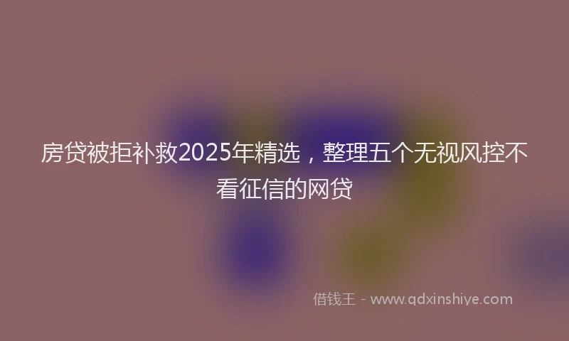 房贷被拒补救2025年精选，整理五个无视风控不看征信的网贷