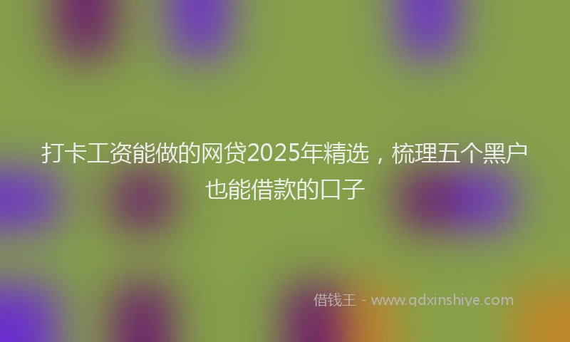 打卡工资能做的网贷2025年精选，梳理五个黑户也能借款的口子