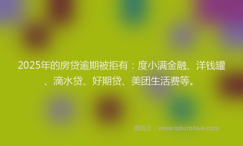 2025年的房贷逾期被拒有：度小满金融、洋钱罐、滴水贷、好期贷、美团生活费等。