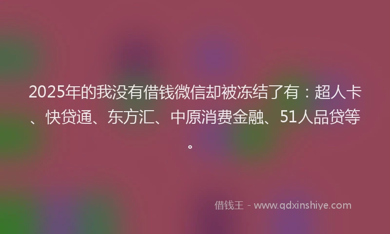 2025年的我没有借钱微信却被冻结了有：超人卡、快贷通、东方汇、中原消费金融、51人品贷等。