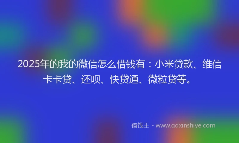 2025年的我的微信怎么借钱有：小米贷款、维信卡卡贷、还呗、快贷通、微粒贷等。