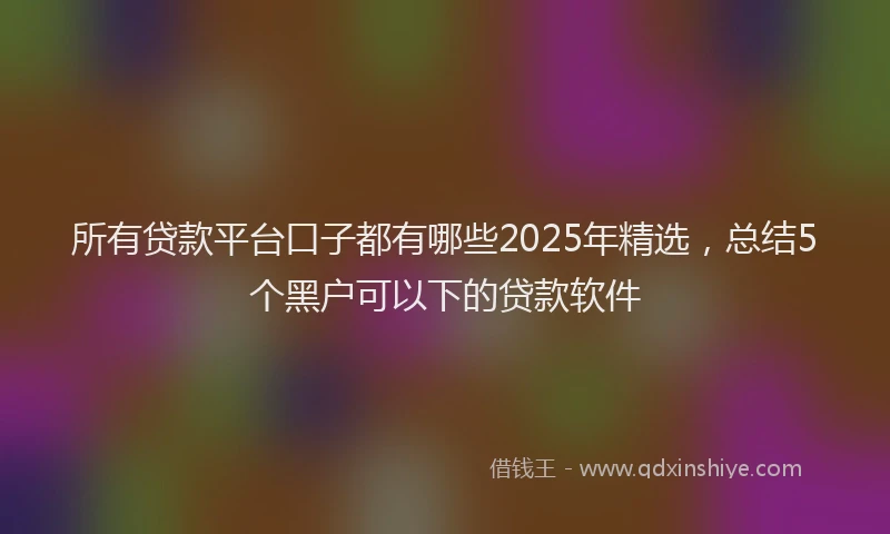 所有贷款平台口子都有哪些2025年精选，总结5个黑户可以下的贷款软件