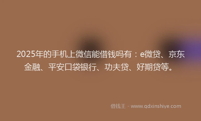 2025年的手机上微信能借钱吗有：e微贷、京东金融、平安口袋银行、功夫贷、好期贷等。