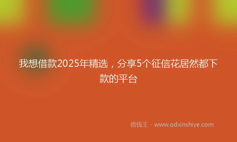 我想借款2025年精选，分享5个征信花居然都下款的平台