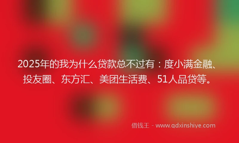 2025年的我为什么贷款总不过有：度小满金融、投友圈、东方汇、美团生活费、51人品贷等。