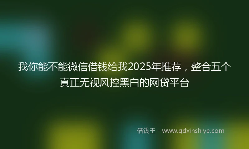 我你能不能微信借钱给我2025年推荐，整合五个真正无视风控黑白的网贷平台