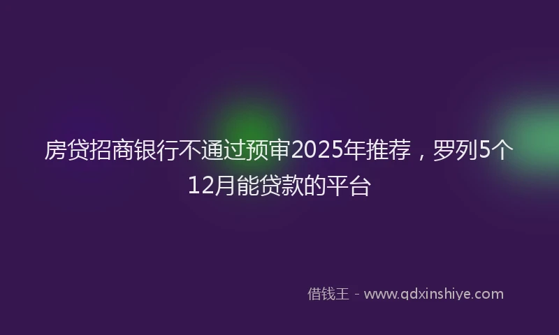 房贷招商银行不通过预审2025年推荐，罗列5个12月能贷款的平台