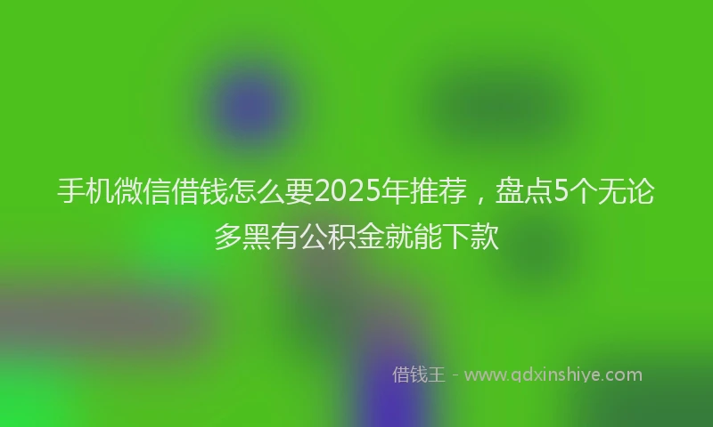 手机微信借钱怎么要2025年推荐，盘点5个无论多黑有公积金就能下款