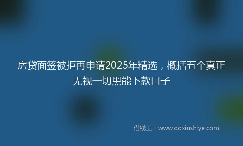 房贷面签被拒再申请2025年精选，概括五个真正无视一切黑能下款口子