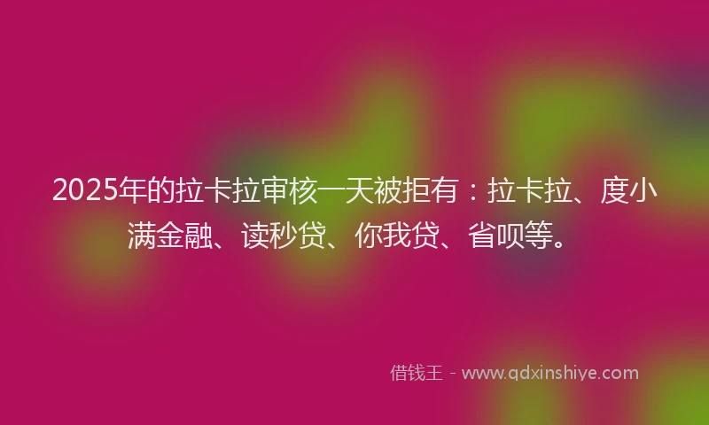 2025年的拉卡拉审核一天被拒有：拉卡拉、度小满金融、读秒贷、你我贷、省呗等。