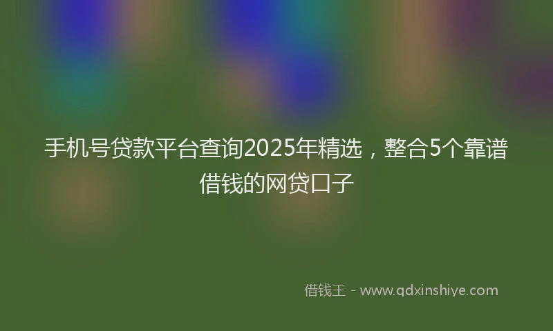 手机号贷款平台查询2025年精选，整合5个靠谱借钱的网贷口子