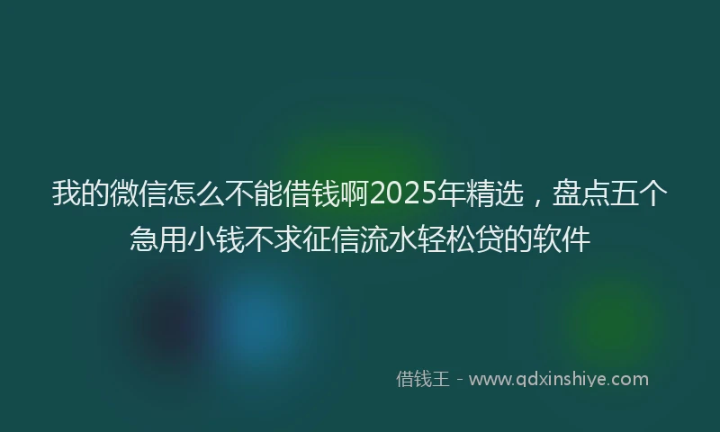 我的微信怎么不能借钱啊2025年精选，盘点五个急用小钱不求征信流水轻松贷的软件