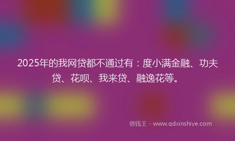 2025年的我网贷都不通过有：度小满金融、功夫贷、花呗、我来贷、融逸花等。