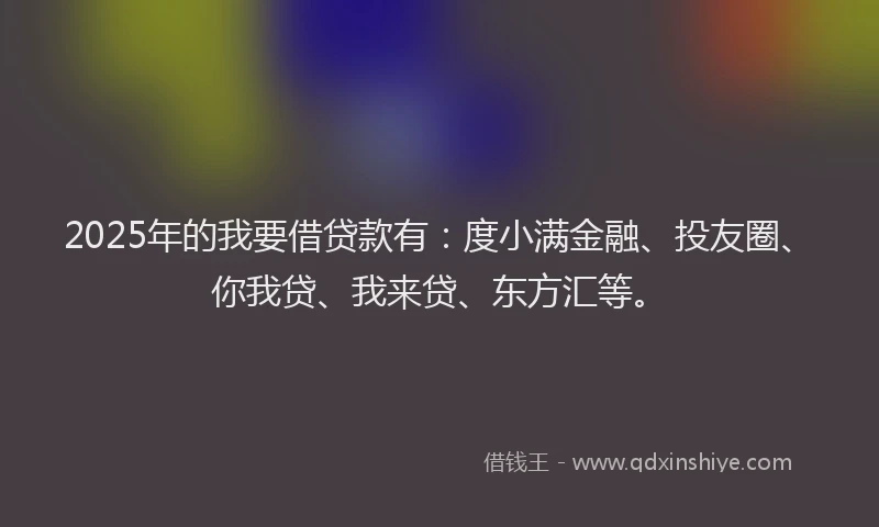2025年的我要借贷款有：度小满金融、投友圈、你我贷、我来贷、东方汇等。