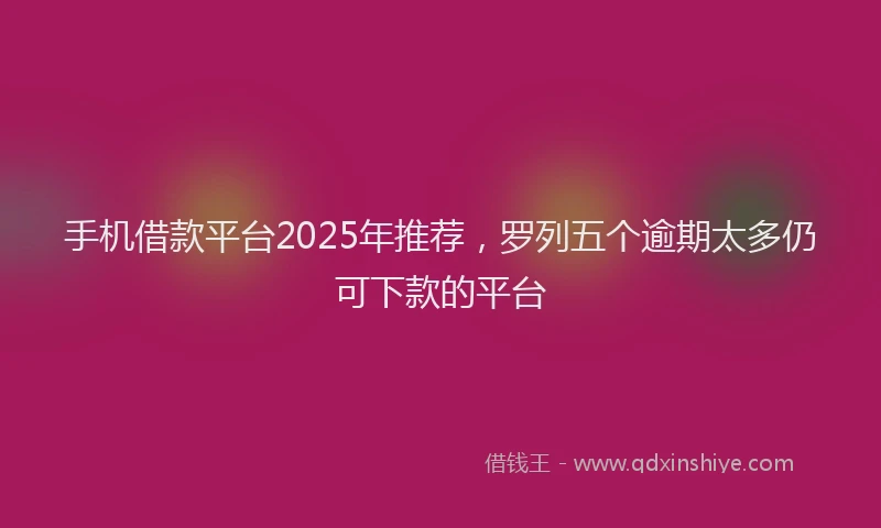 手机借款平台2025年推荐，罗列五个逾期太多仍可下款的平台
