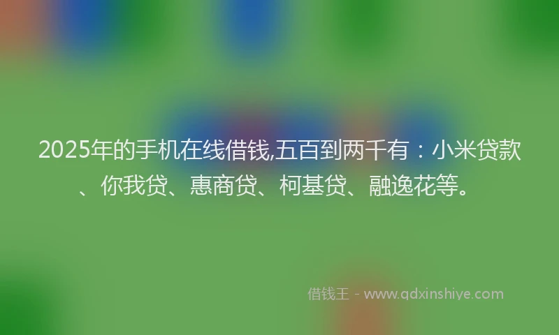 2025年的手机在线借钱,五百到两千有：小米贷款、你我贷、惠商贷、柯基贷、融逸花等。