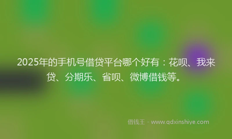 2025年的手机号借贷平台哪个好有：花呗、我来贷、分期乐、省呗、微博借钱等。