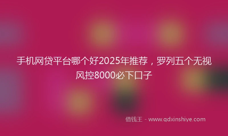 手机网贷平台哪个好2025年推荐，罗列五个无视风控8000必下口子