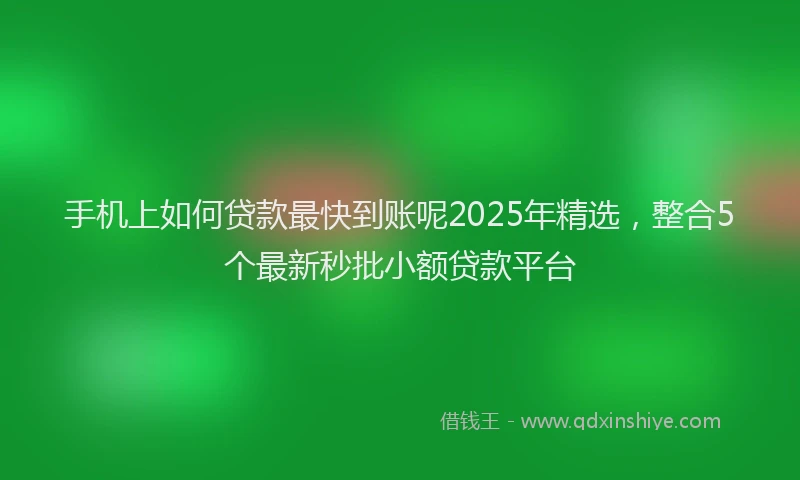 手机上如何贷款最快到账呢2025年精选，整合5个最新秒批小额贷款平台