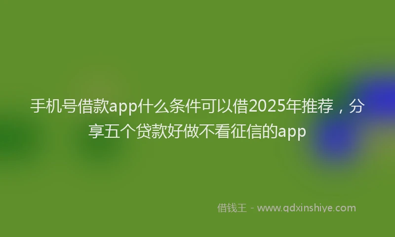 手机号借款app什么条件可以借2025年推荐，分享五个贷款好做不看征信的app