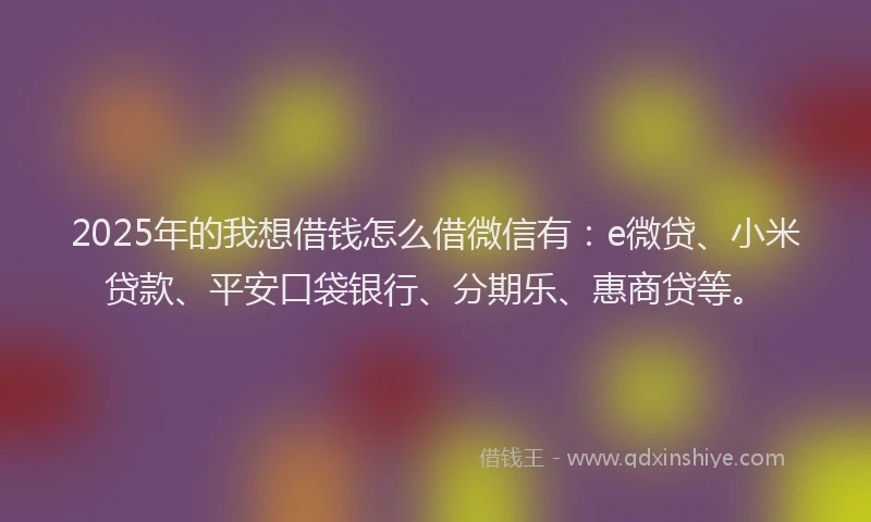2025年的我想借钱怎么借微信有：e微贷、小米贷款、平安口袋银行、分期乐、惠商贷等。
