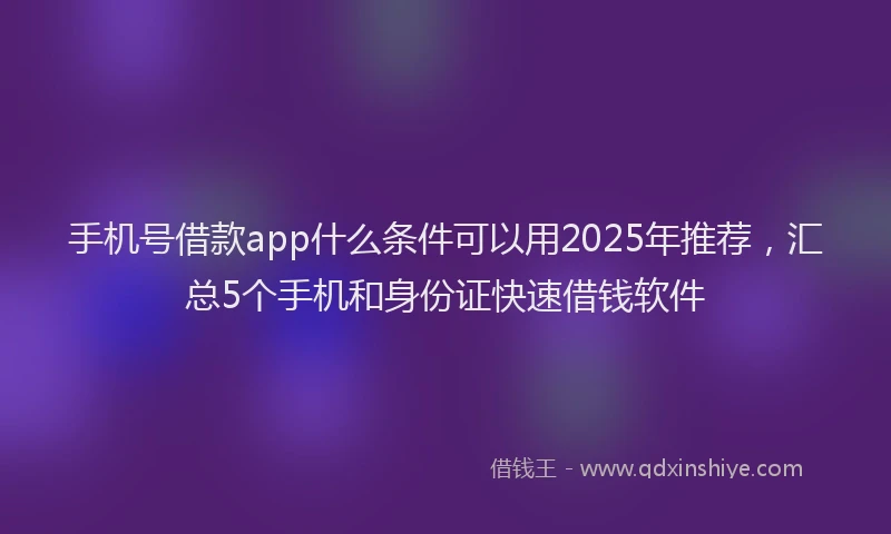 手机号借款app什么条件可以用2025年推荐，汇总5个手机和身份证快速借钱软件