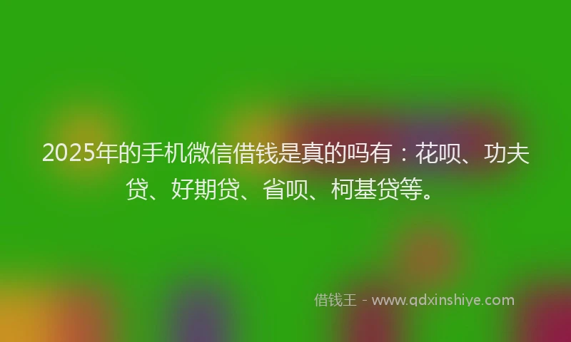 2025年的手机微信借钱是真的吗有：花呗、功夫贷、好期贷、省呗、柯基贷等。