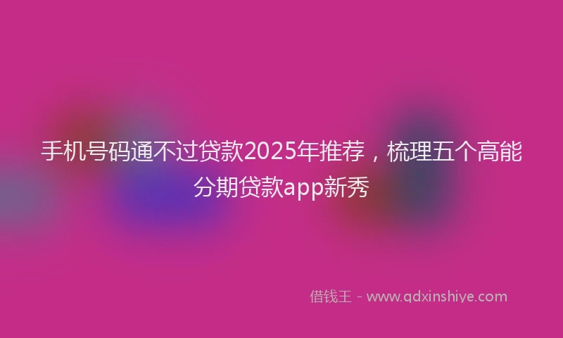 手机号码通不过贷款2025年推荐，梳理五个高能分期贷款app新秀