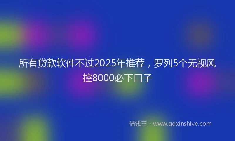 所有贷款软件不过2025年推荐，罗列5个无视风控8000必下口子