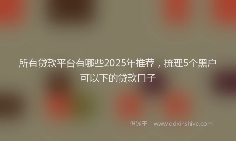 所有贷款平台有哪些2025年推荐，梳理5个黑户可以下的贷款口子