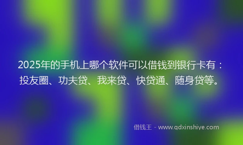 2025年的手机上哪个软件可以借钱到银行卡有：投友圈、功夫贷、我来贷、快贷通、随身贷等。