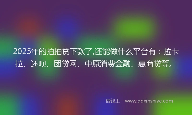 2025年的拍拍贷下款了,还能做什么平台有：拉卡拉、还呗、团贷网、中原消费金融、惠商贷等。