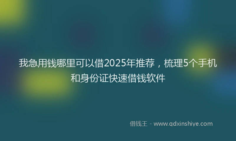 我急用钱哪里可以借2025年推荐，梳理5个手机和身份证快速借钱软件