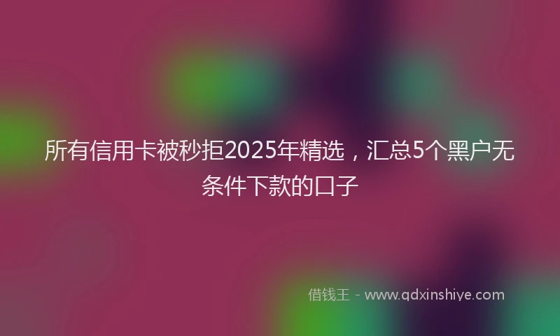 所有信用卡被秒拒2025年精选，汇总5个黑户无条件下款的口子