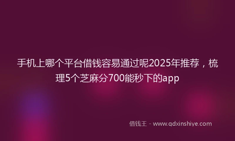 手机上哪个平台借钱容易通过呢2025年推荐，梳理5个芝麻分700能秒下的app