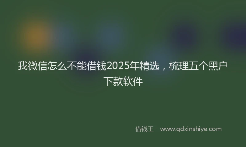 我微信怎么不能借钱2025年精选，梳理五个黑户下款软件
