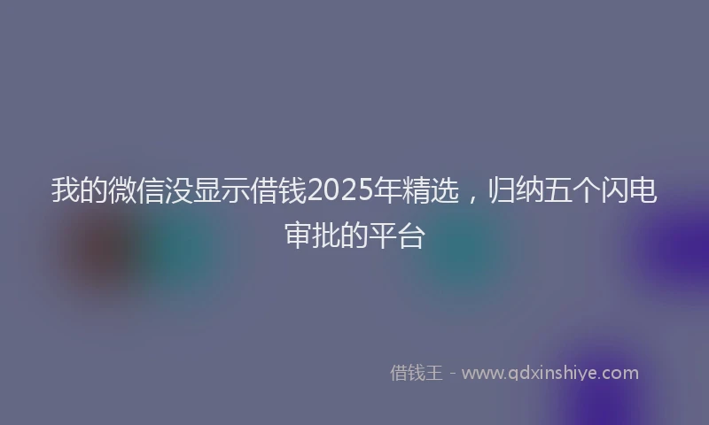 我的微信没显示借钱2025年精选，归纳五个闪电审批的平台