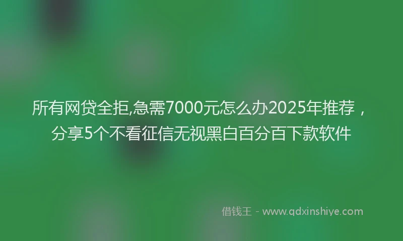 所有网贷全拒,急需7000元怎么办2025年推荐，分享5个不看征信无视黑白百分百下款软件