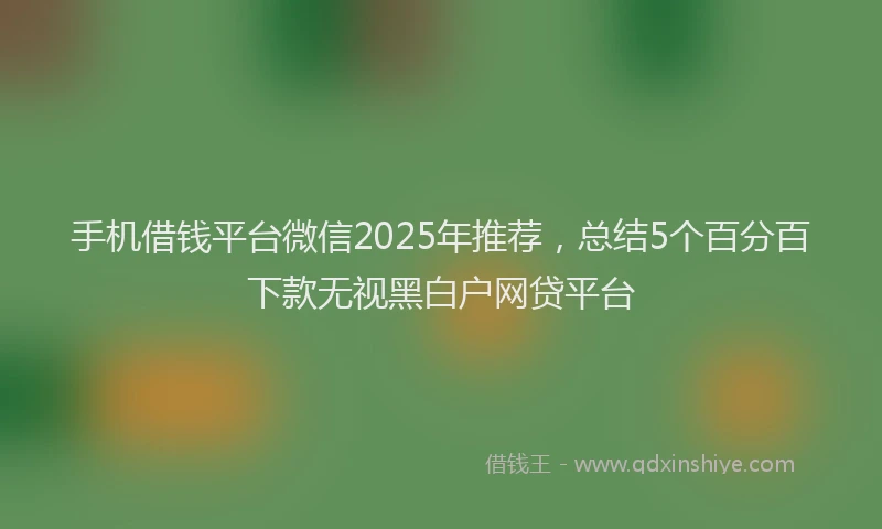 手机借钱平台微信2025年推荐，总结5个百分百下款无视黑白户网贷平台